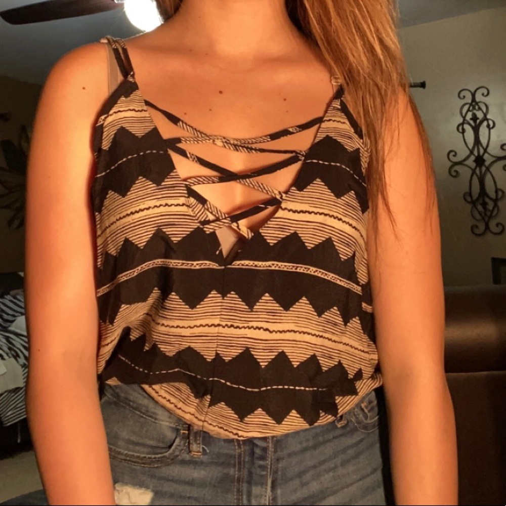 Patterned Blouse Tank Top